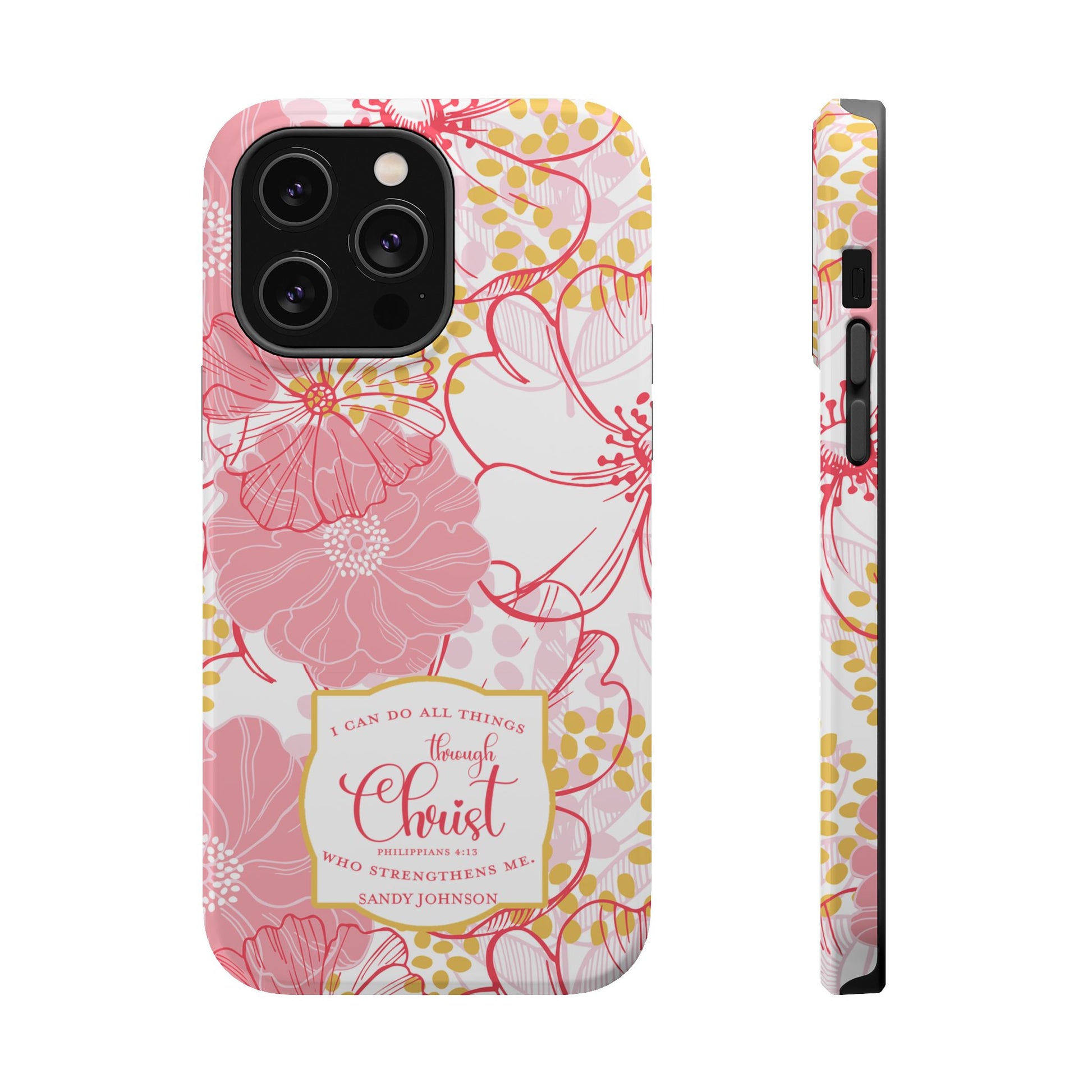 Pink Floral Christian Phone Case | MagSafe Tough Case - Amazing Faith Designs