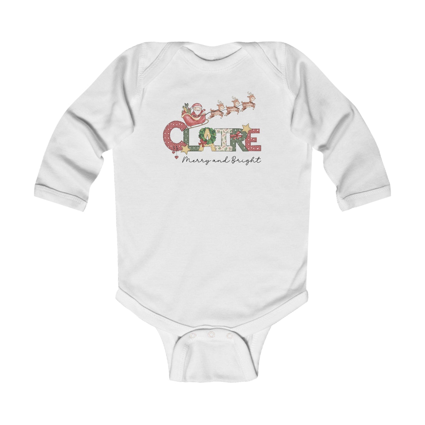 Personalized Christmas Infant Long Sleeve Bodysuit - Amazing Faith Designs