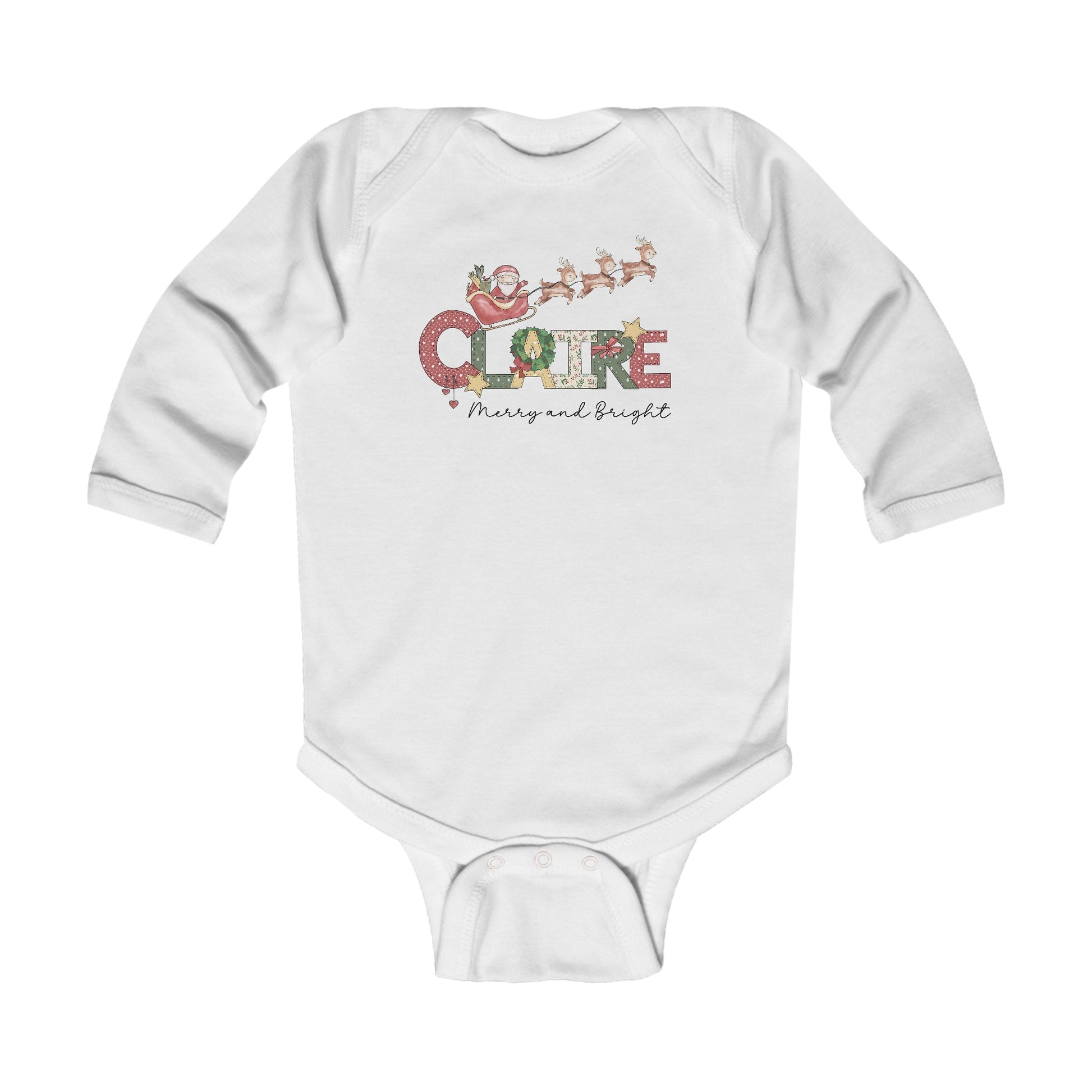 Personalized Christmas Infant Long Sleeve Bodysuit - Amazing Faith Designs