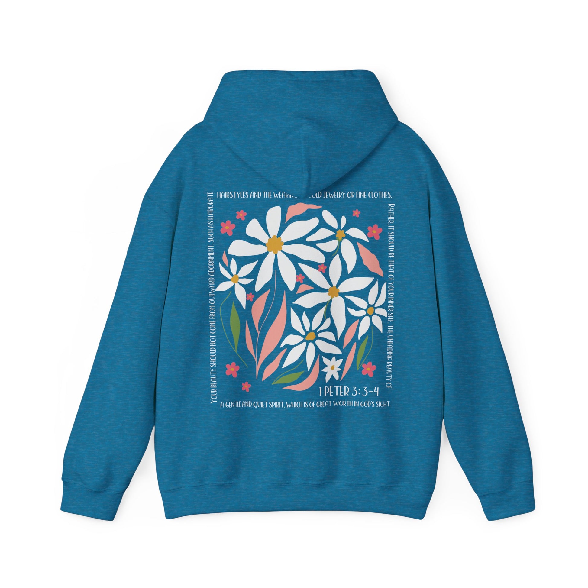 Beautiful in God's Sight Unisex Hooded Sweatshirt - Floral Design with Inspirational Quote - Amazing Faith Designs