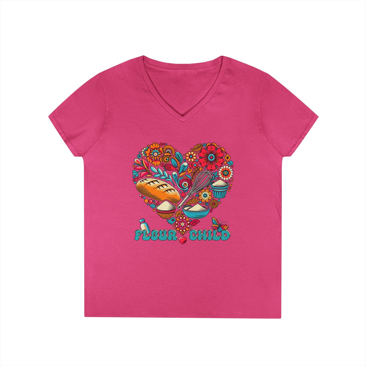 Flour Child Sourdough Retro V-Neck Shirt - Amazing Faith Designs