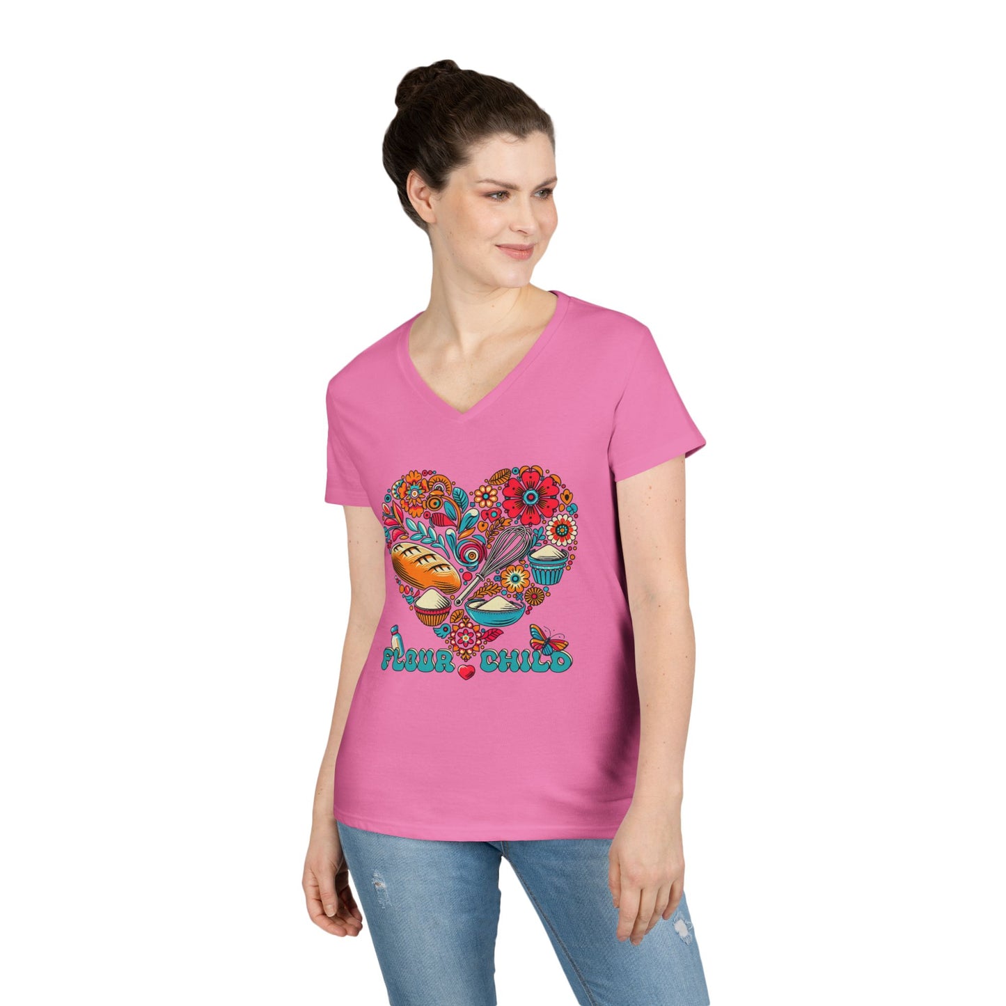 Flour Child Sourdough Retro V-Neck Shirt - Amazing Faith Designs