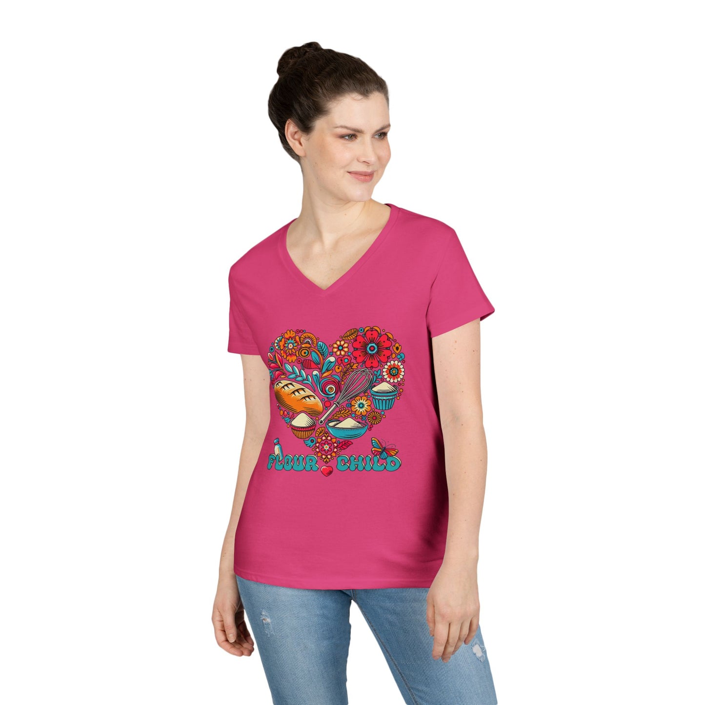 Flour Child Sourdough Retro V-Neck Shirt - Amazing Faith Designs