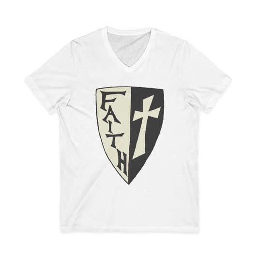 Faith Shield V-Neck Christian Shirt - Amazing Faith Designs