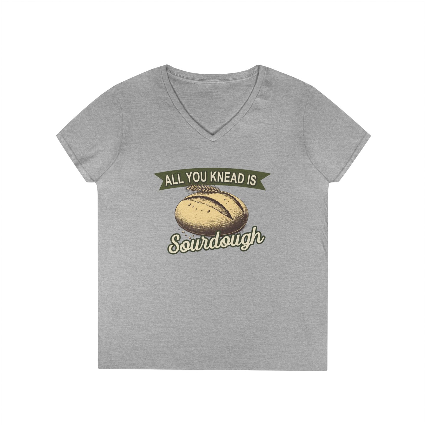 All You Knead is Sourdough Bakery V-Neck Shirt - Logo on Back - Amazing Faith Designs