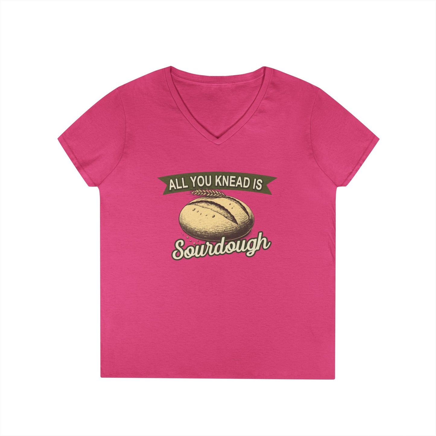 All You Knead is Sourdough Bakery V-Neck Shirt - Logo on Back - Amazing Faith Designs