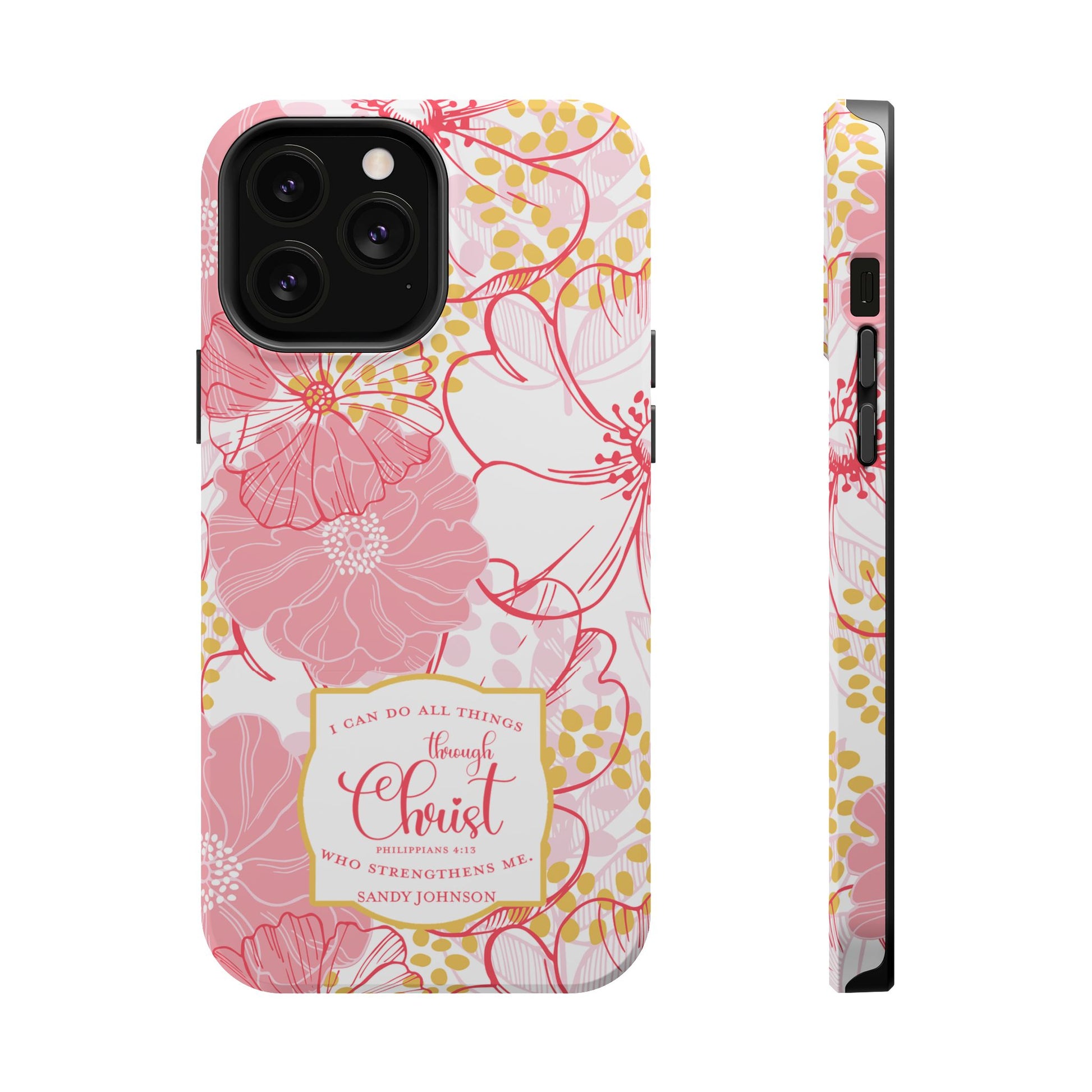 Pink Floral Christian Phone Case | MagSafe Tough Case - Amazing Faith Designs