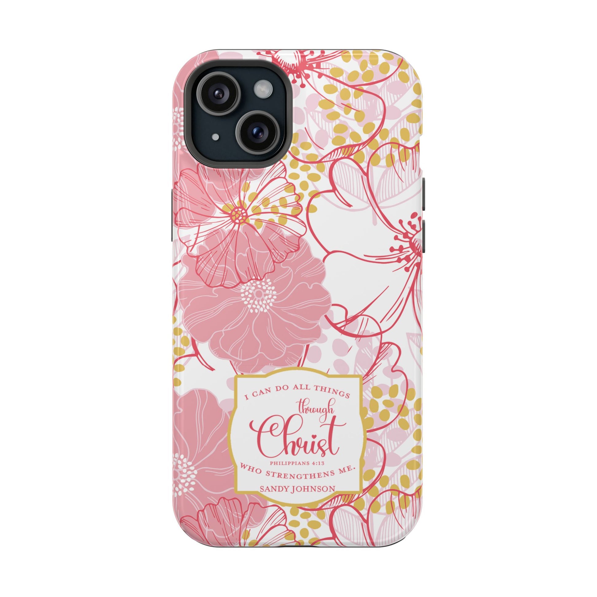 Pink Floral Christian Phone Case | MagSafe Tough Case - Amazing Faith Designs