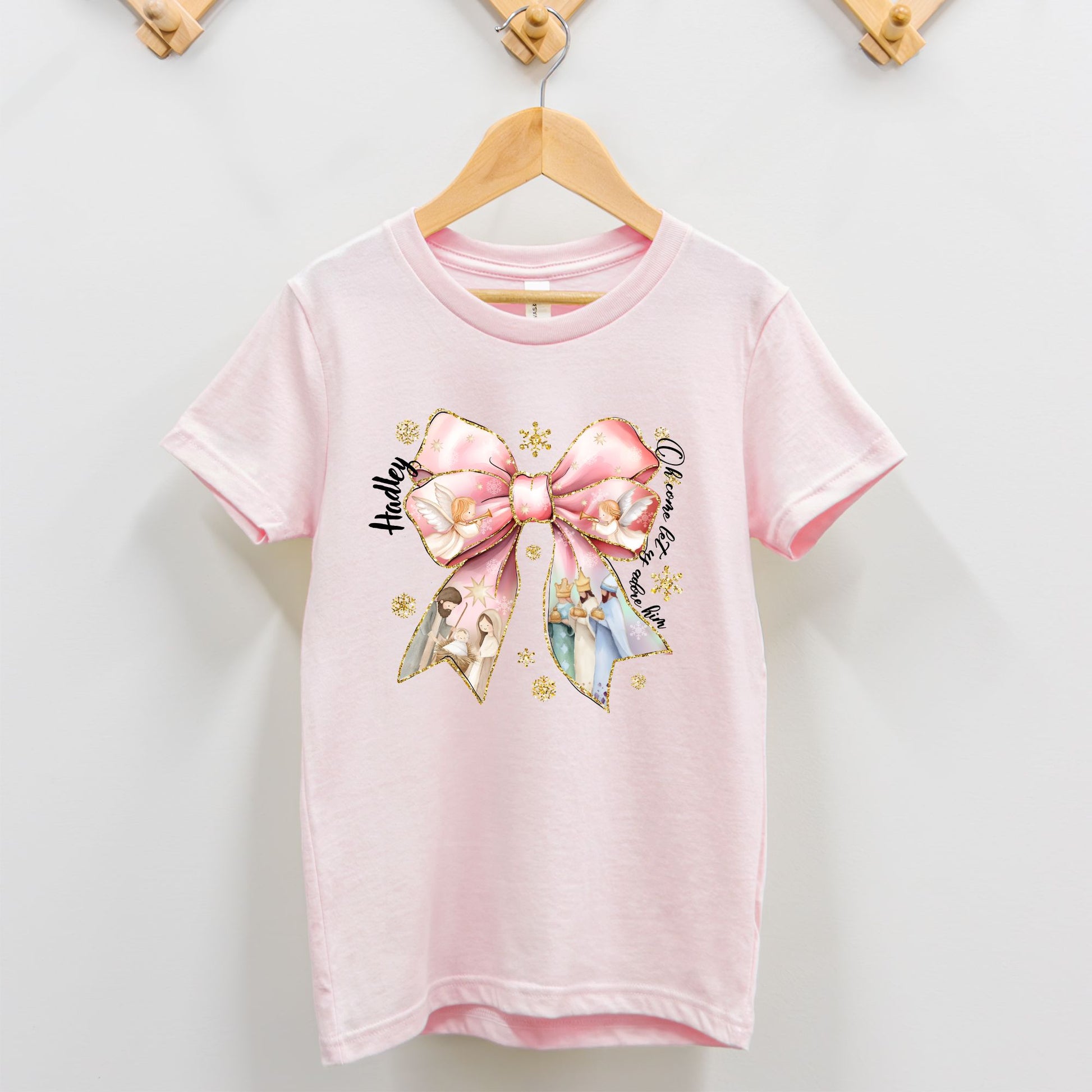 Baby Jesus Christmas Bow Toddler Shirt - Amazing Faith Designs