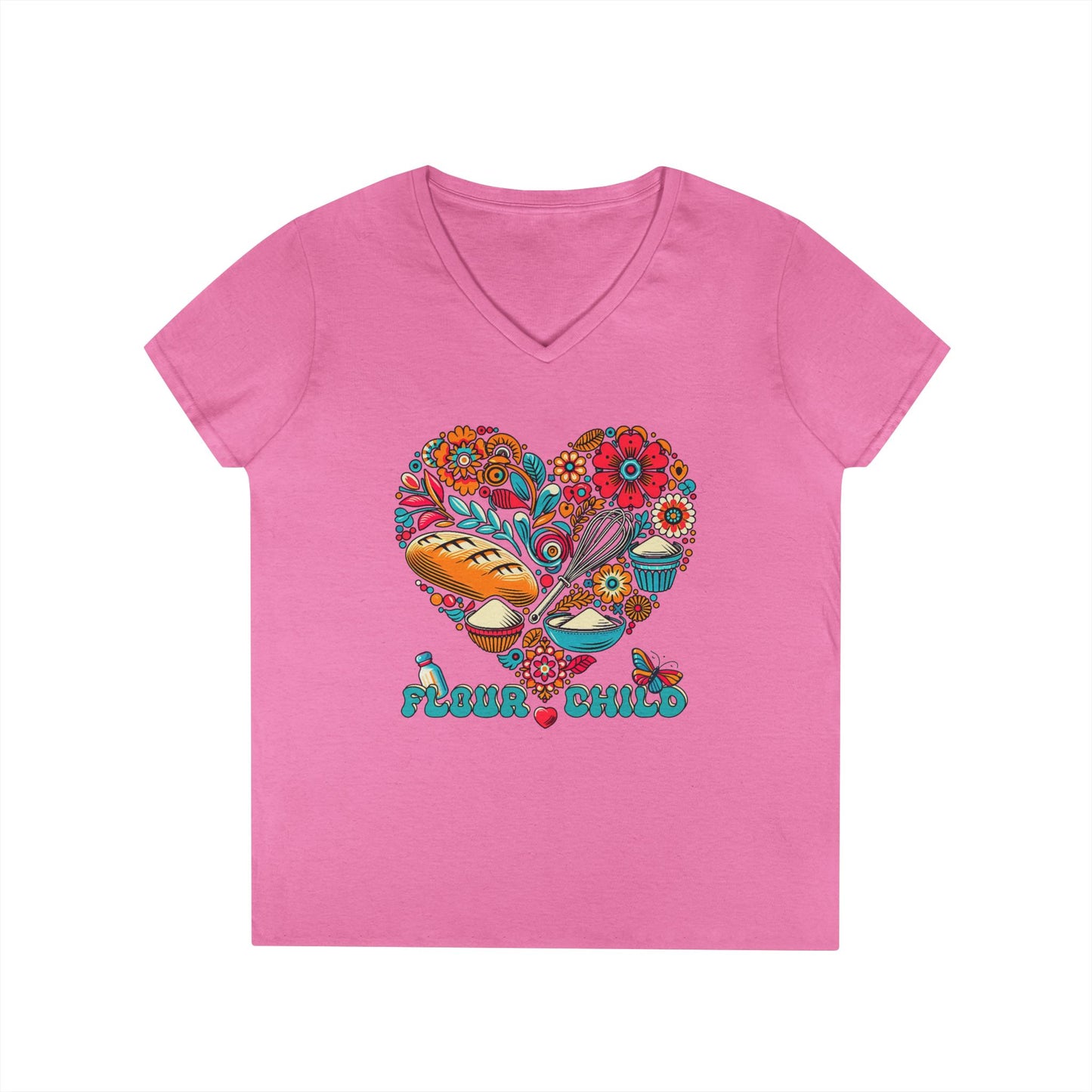 Flour Child Sourdough Retro V-Neck Shirt - Amazing Faith Designs