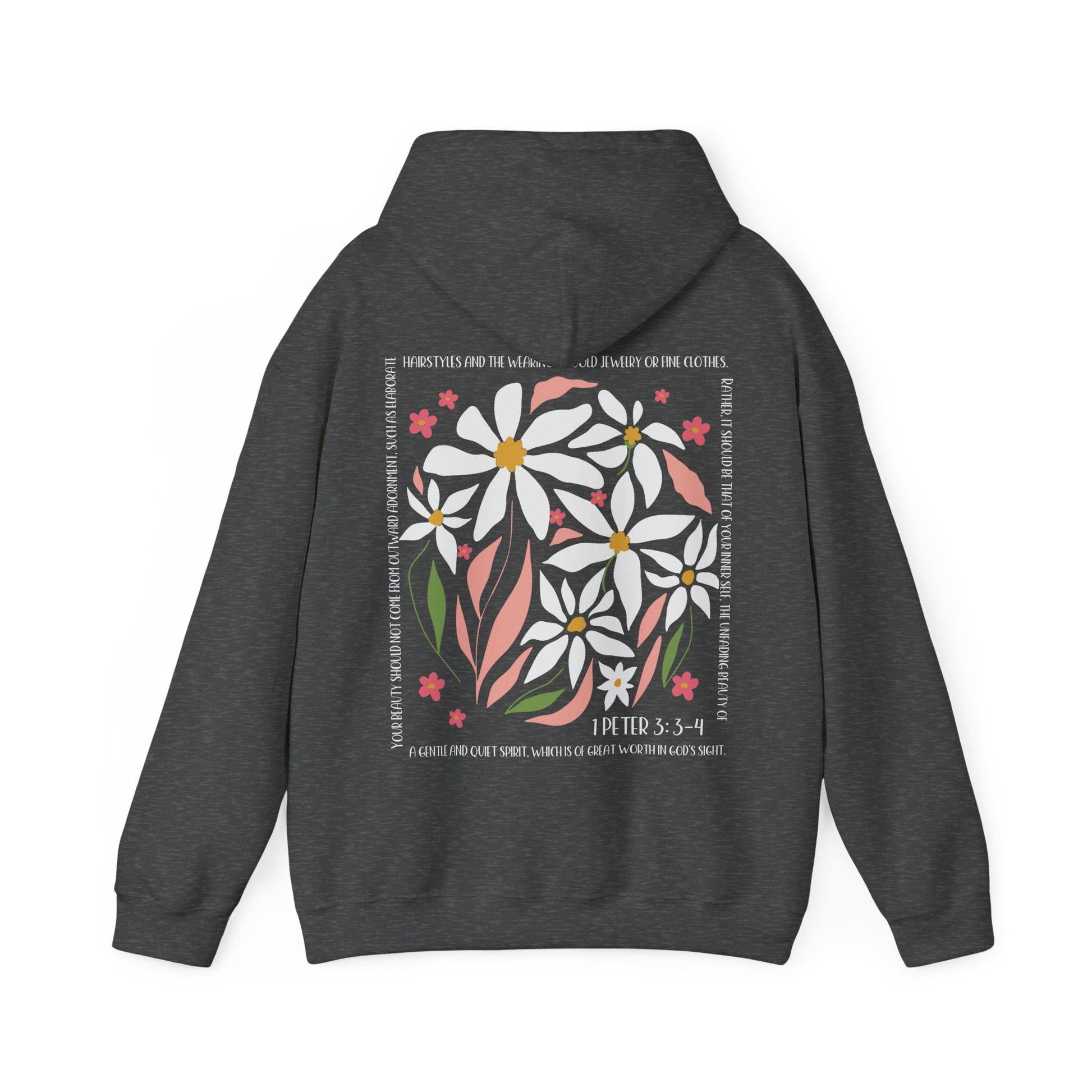 Beautiful in God's Sight Unisex Hooded Sweatshirt - Floral Design with Inspirational Quote - Amazing Faith Designs