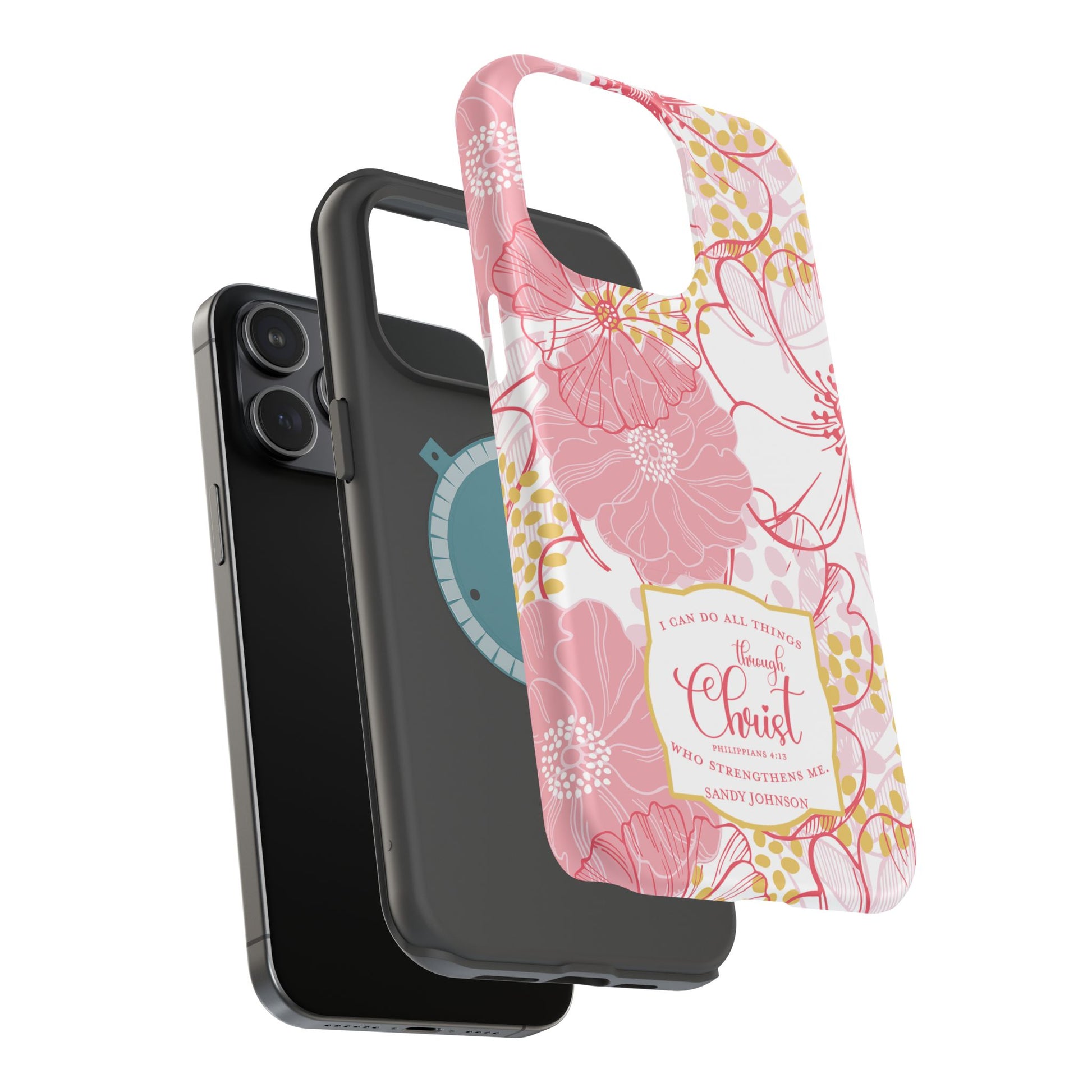 Pink Floral Christian Phone Case | MagSafe Tough Case - Amazing Faith Designs