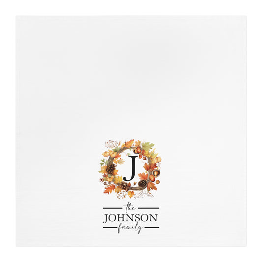 Fall Wreath Monogram Tea Towel - Amazing Faith Designs