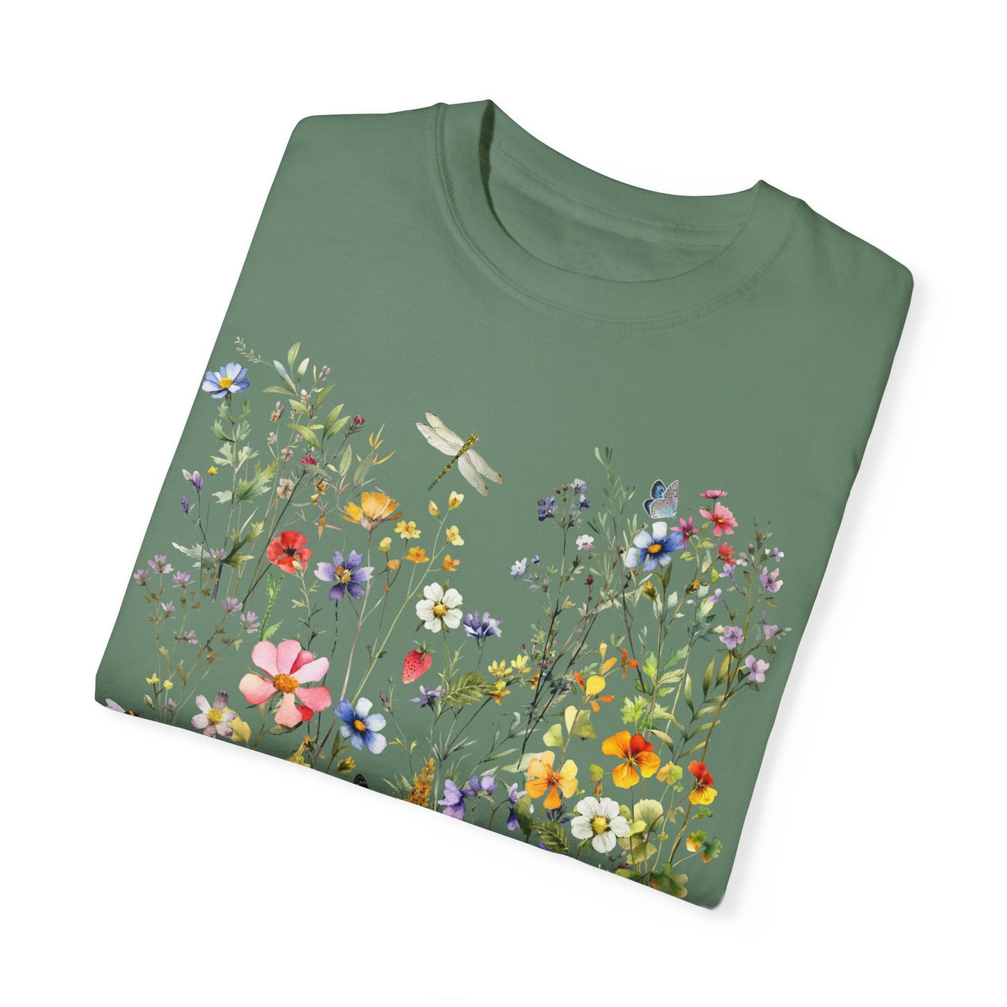 Vintage Wildflowers Garment Dyed Shirt - Amazing Faith Designs