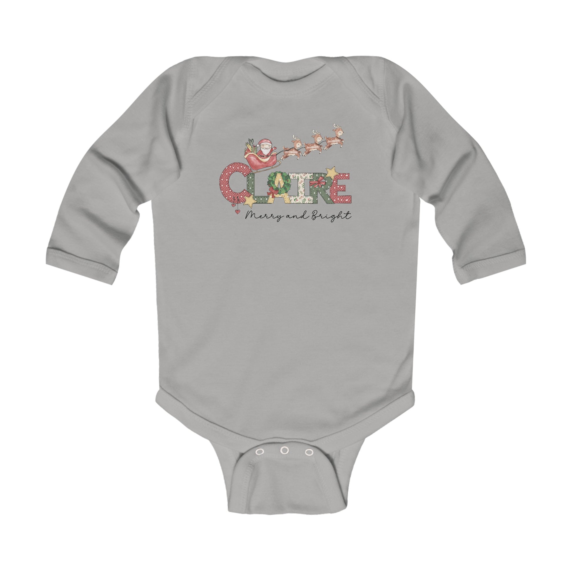 Personalized Christmas Infant Long Sleeve Bodysuit - Amazing Faith Designs