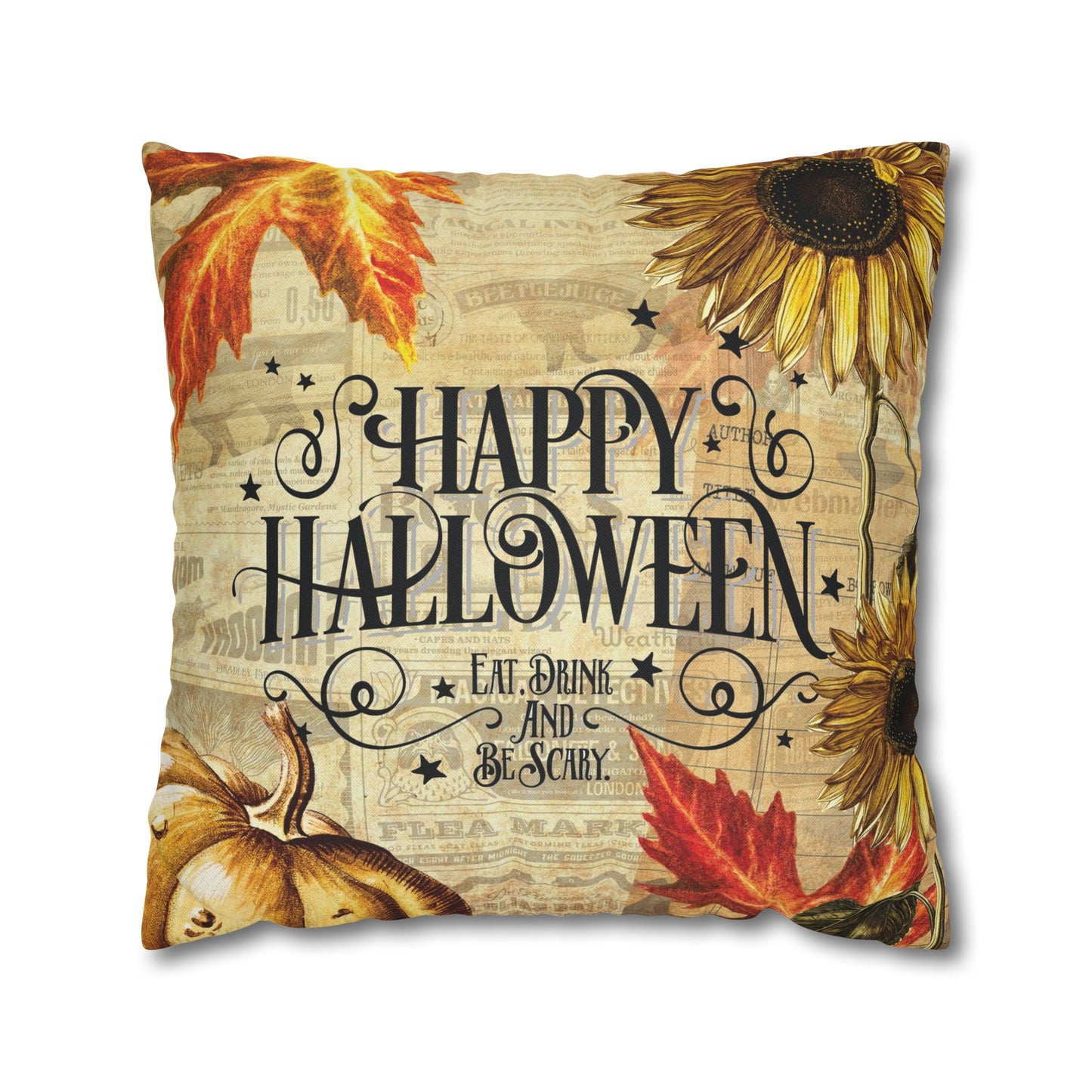 Vintage Happy Halloween Throw Pillow Cover - Amazing Faith Designs