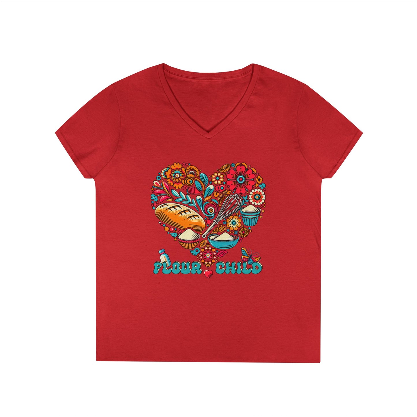 Flour Child Sourdough Retro V-Neck Shirt - Amazing Faith Designs