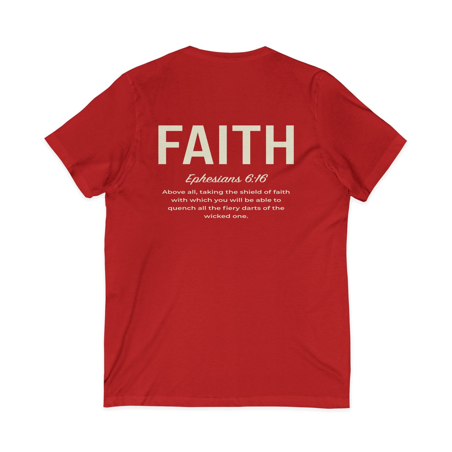 Faith Shield V-Neck Christian Shirt - Amazing Faith Designs