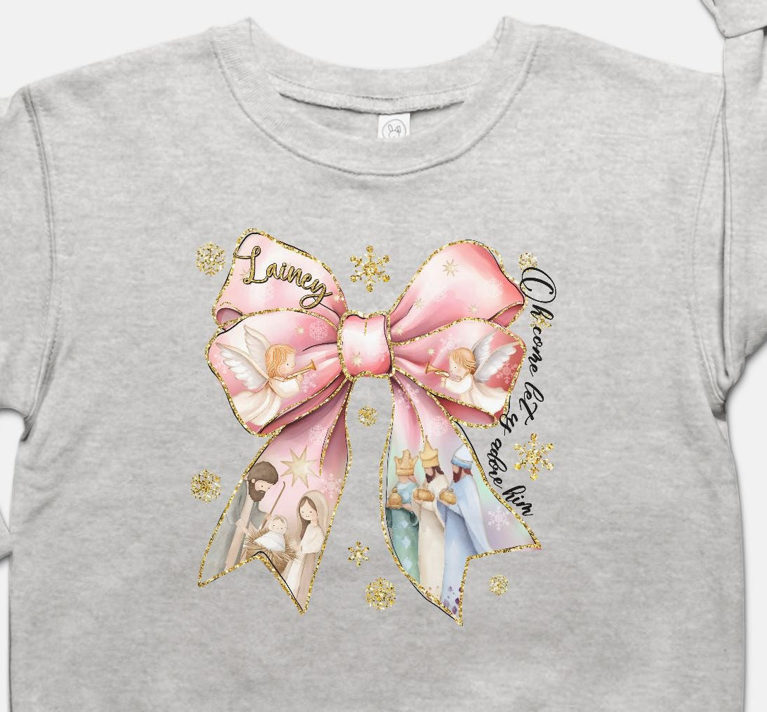 Baby Jesus Christmas Bow Toddler Sweatshirt - Amazing Faith Designs