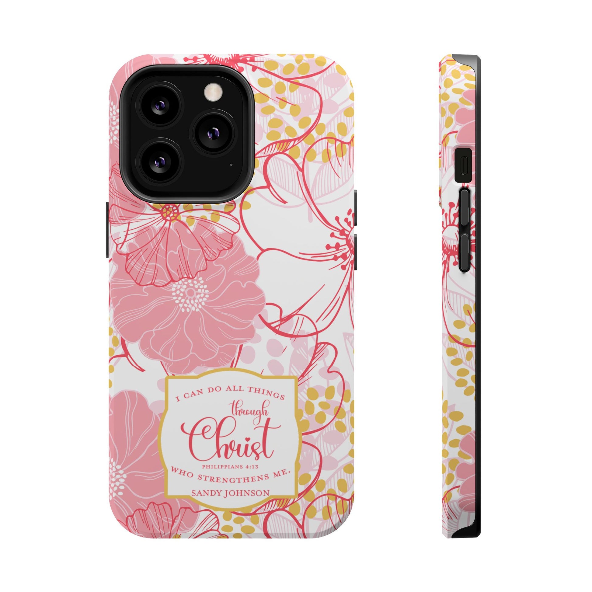 Pink Floral Christian Phone Case | MagSafe Tough Case - Amazing Faith Designs