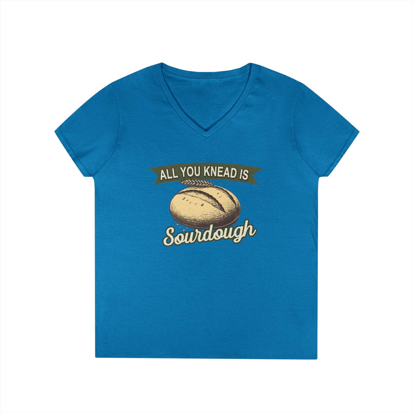 All You Knead is Sourdough Bakery V-Neck Shirt - Logo on Back - Amazing Faith Designs