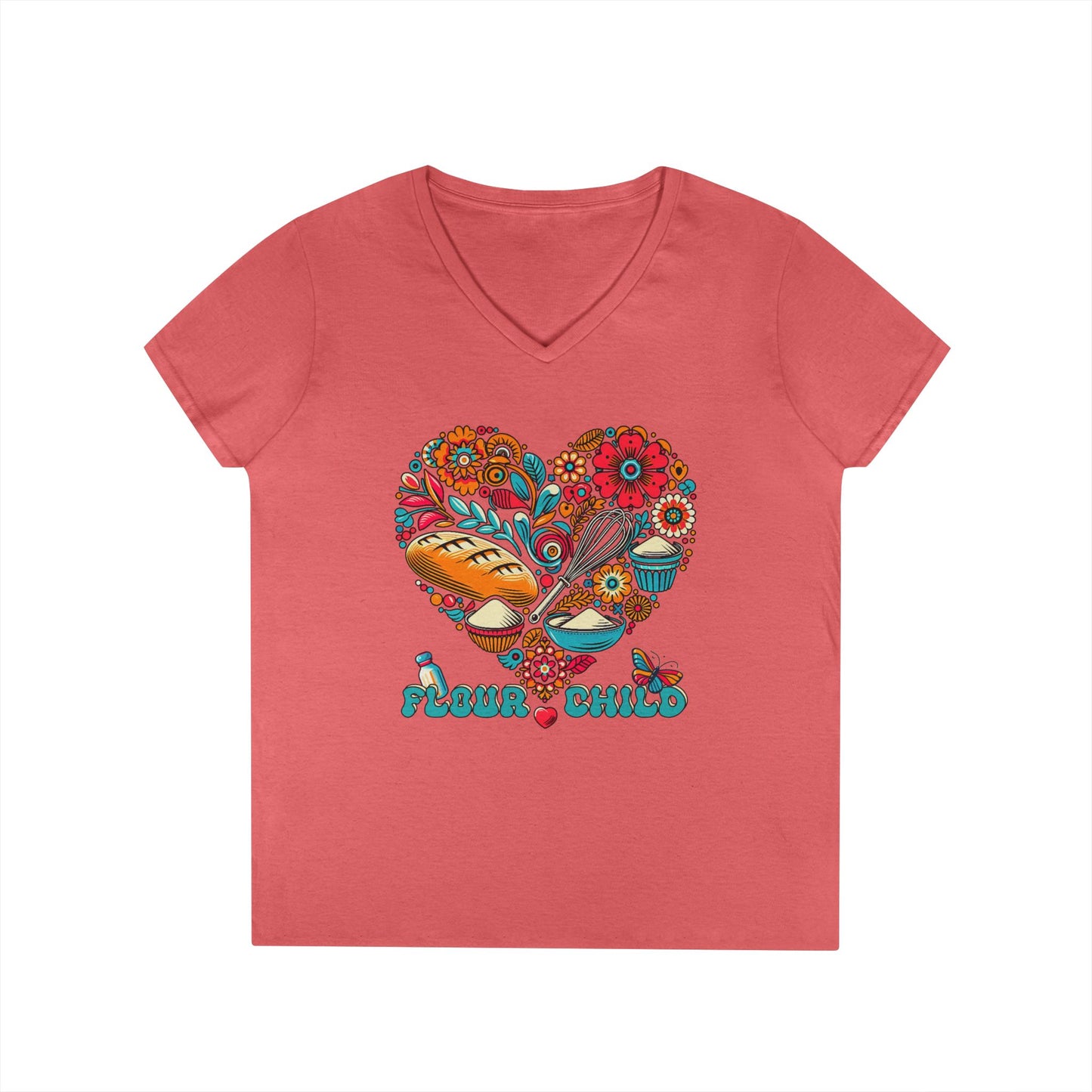 Flour Child Sourdough Retro V-Neck Shirt - Amazing Faith Designs