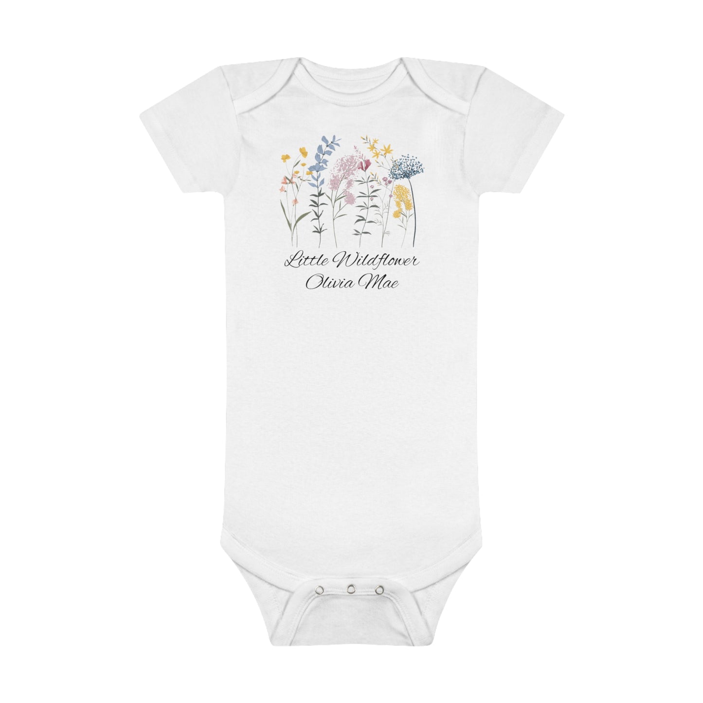 Little Wildflower Personalized Baby Short Sleeve Onesie® - Amazing Faith Designs