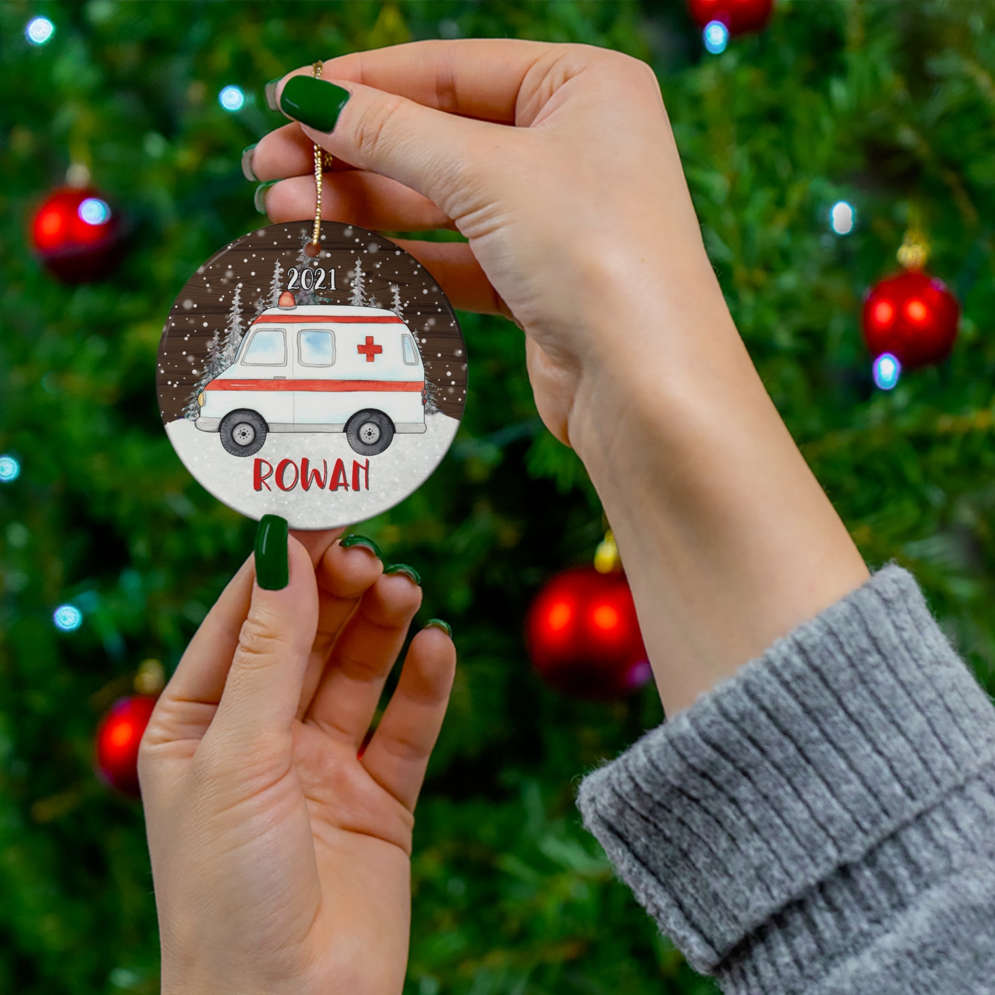 Ambulance Personalized Christmas Ornament - Amazing Faith Designs