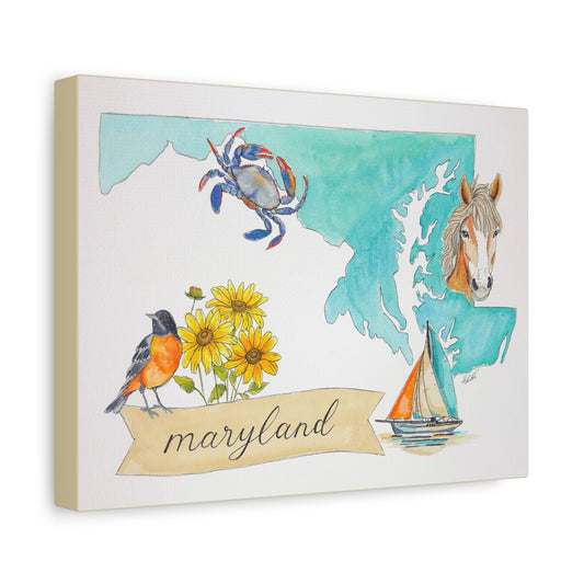 Maryland Watercolor Art Canvas - Amazing Faith Designs
