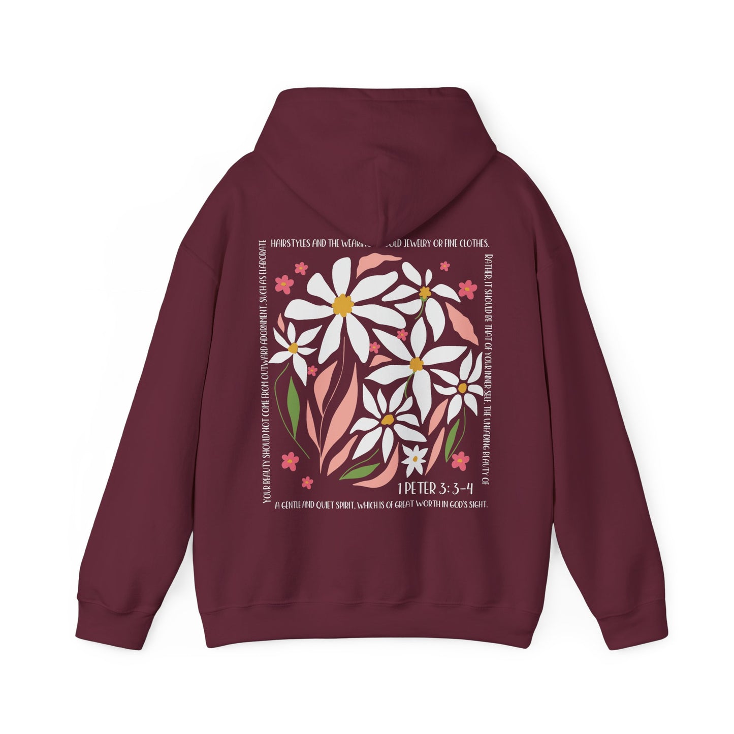 Beautiful in God's Sight Unisex Hooded Sweatshirt - Floral Design with Inspirational Quote - Amazing Faith Designs