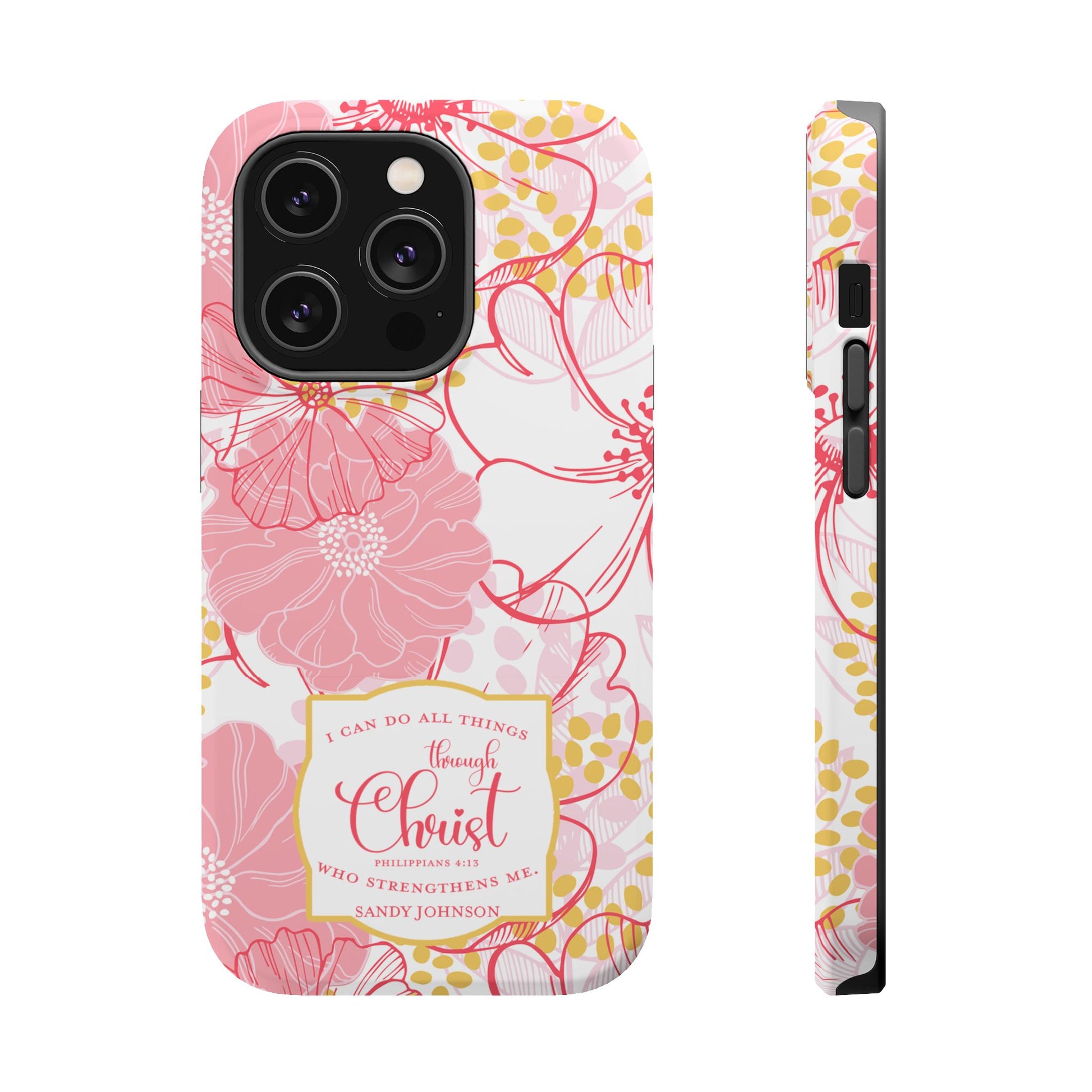 Pink Floral Christian Phone Case | MagSafe Tough Case - Amazing Faith Designs