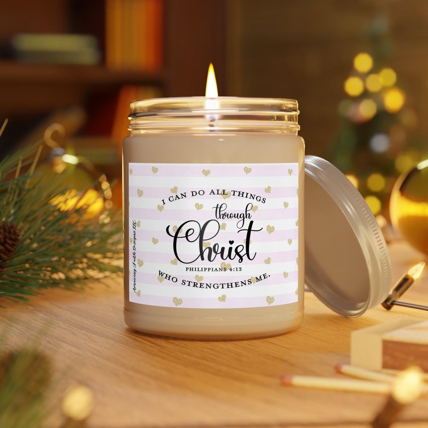 Christian Candle, Vanilla Bean, Sea Breeze, Comfort Spice Scented Candles, 9oz - Amazing Faith Designs