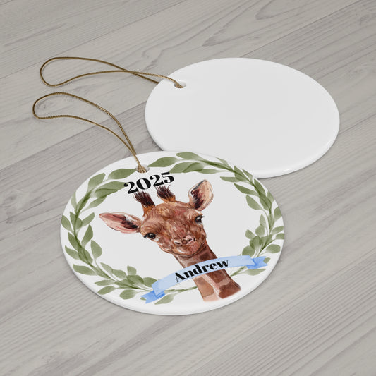 Giraffe Personalized Ceramic Ornament - Amazing Faith Designs