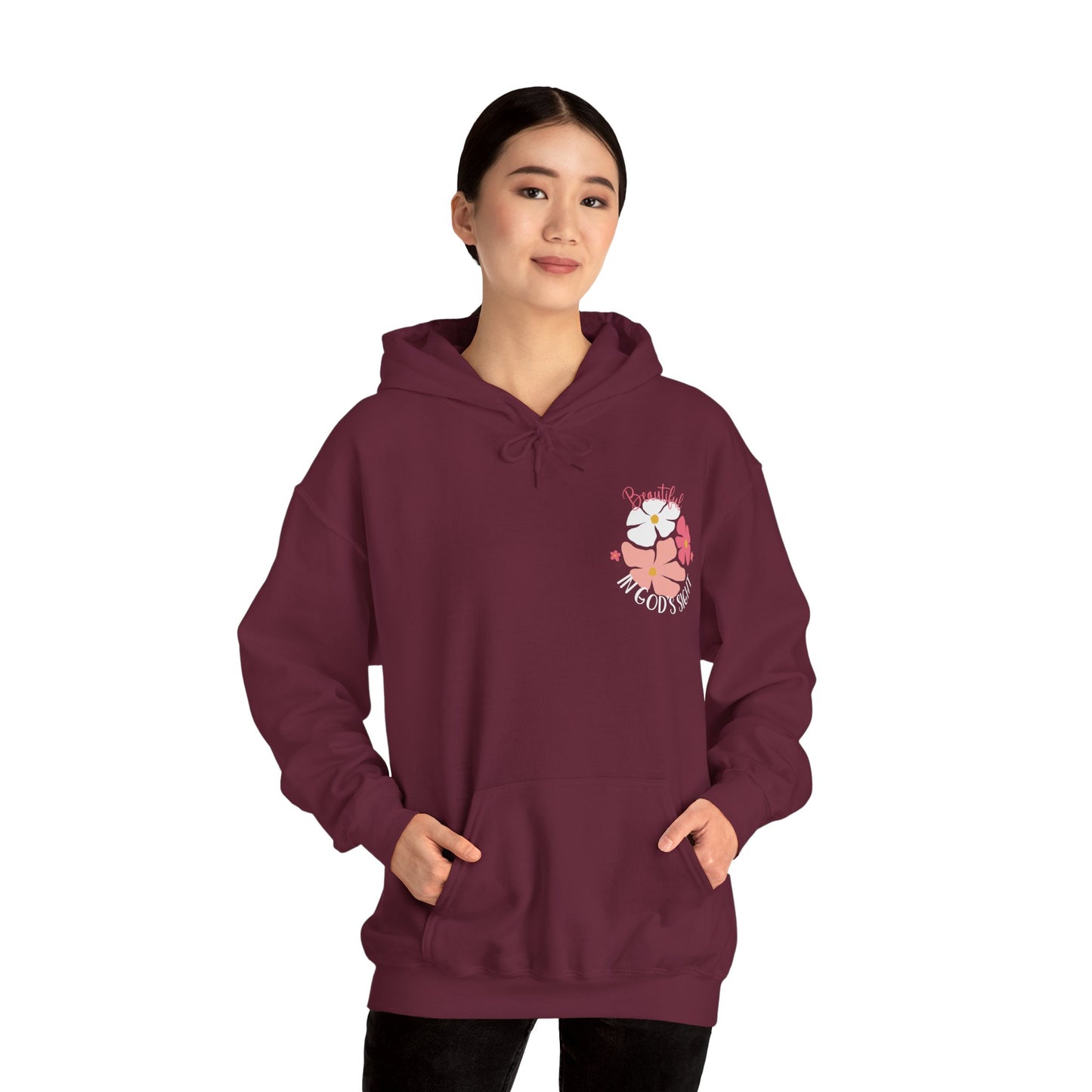 Beautiful in God's Sight Unisex Hooded Sweatshirt - Floral Design with Inspirational Quote - Amazing Faith Designs