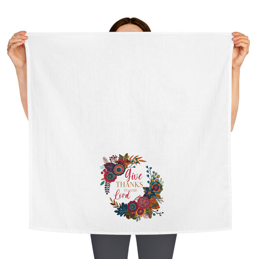 Give Thanks Fall Christian Tea Towel - Amazing Faith Designs