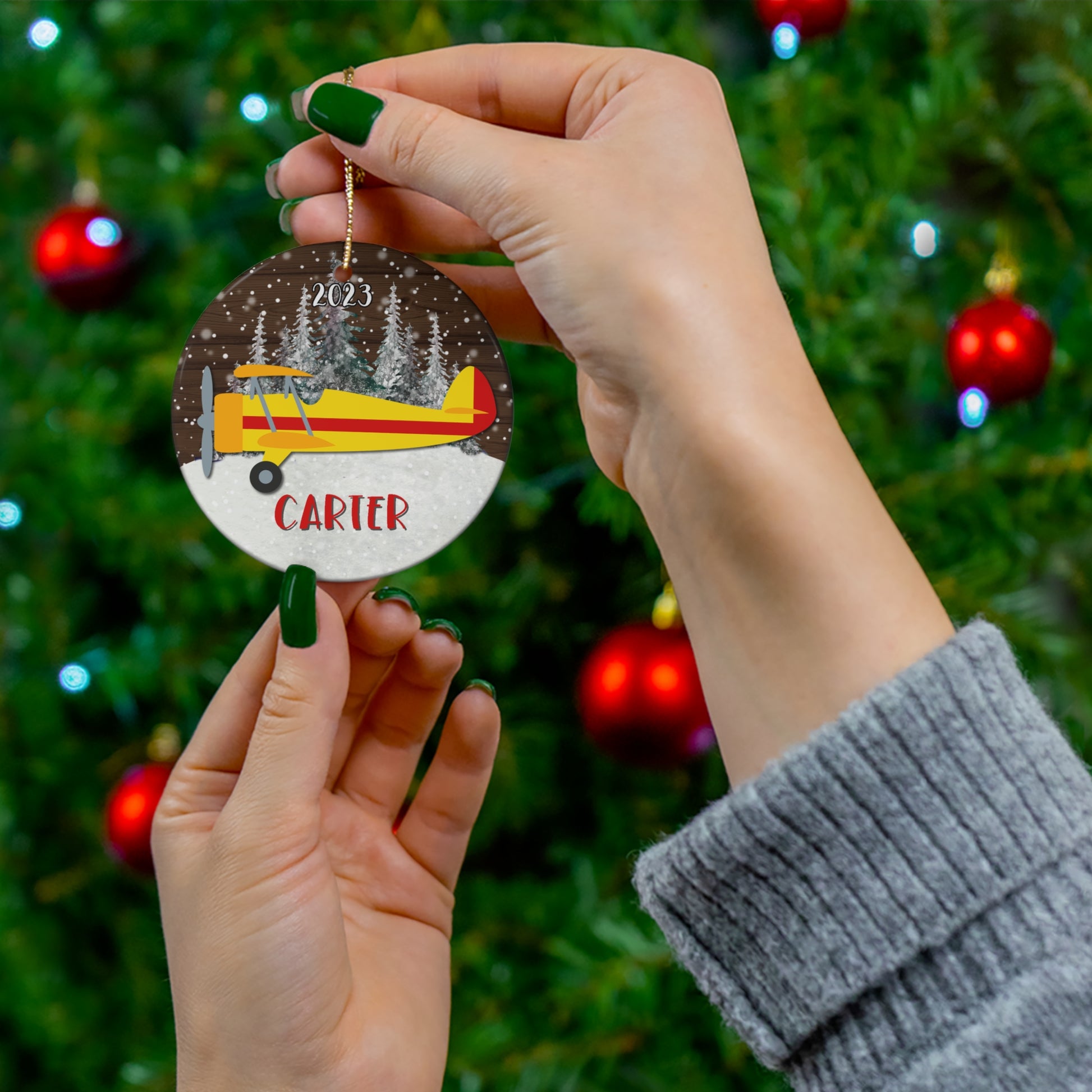Airplane Personalized Christmas Ornament - Amazing Faith Designs