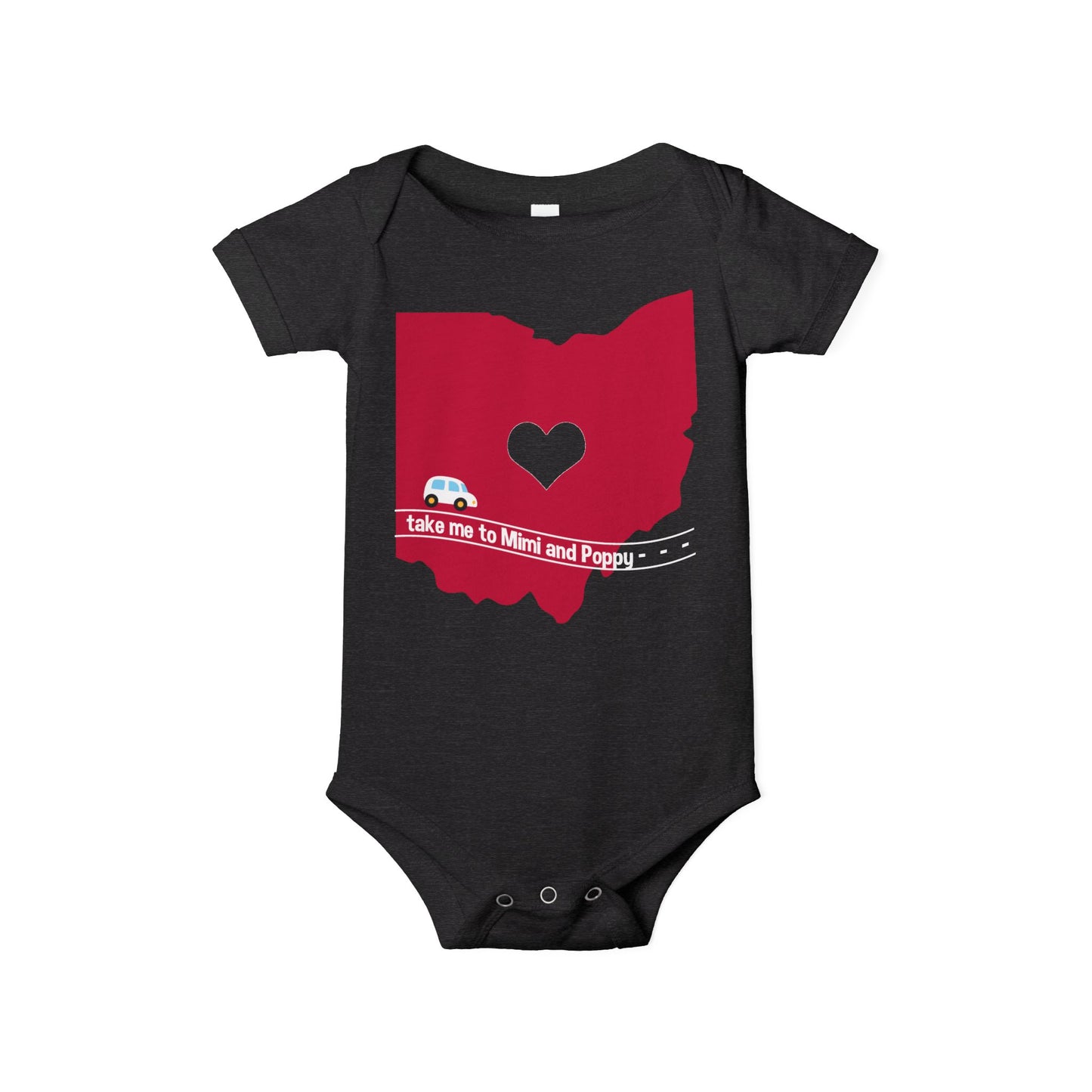 Personalized Grandparent State Heart Baby Onesie - Amazing Faith Designs