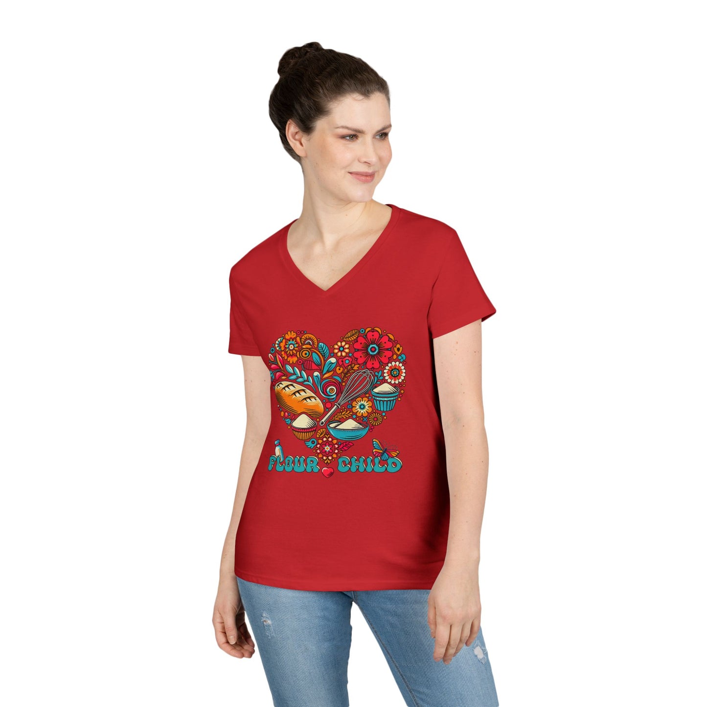 Flour Child Sourdough Retro V-Neck Shirt - Amazing Faith Designs