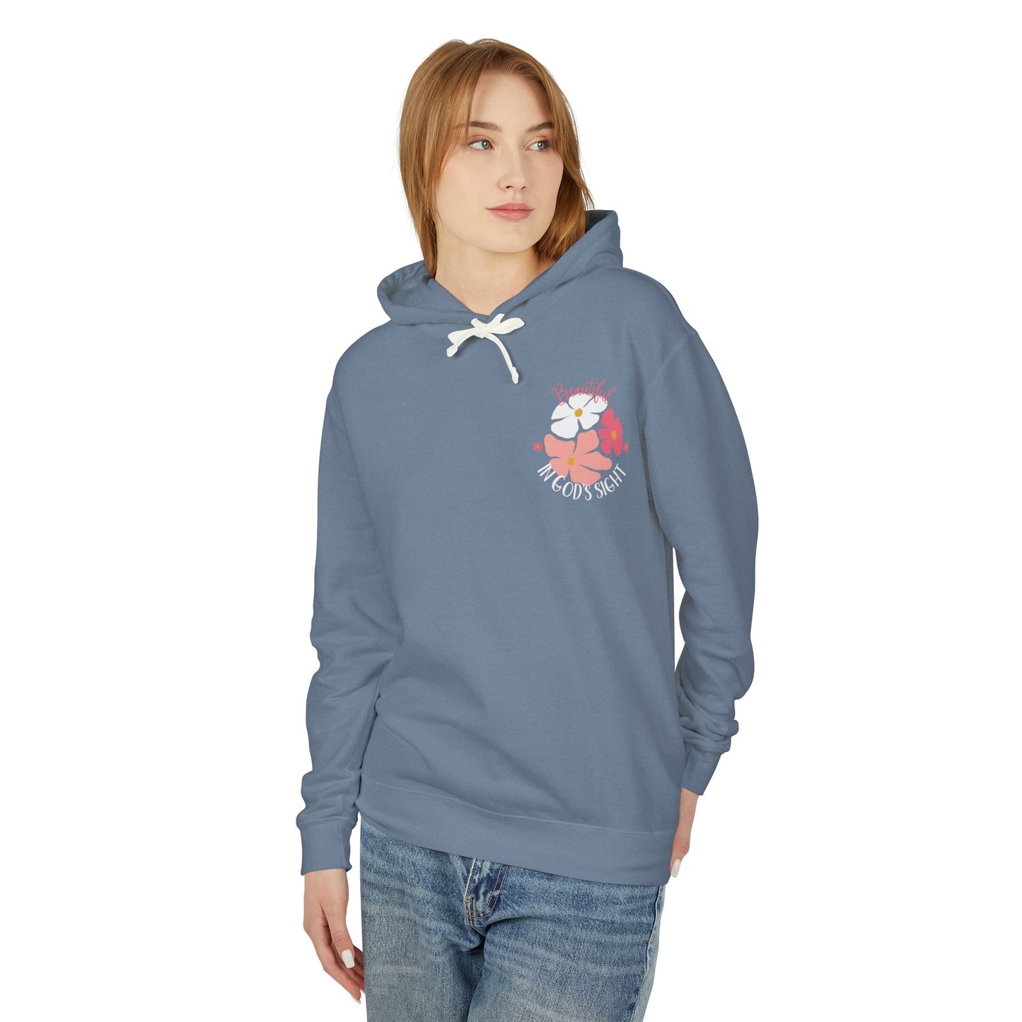 Inspirational Floral Hoodie - Beautiful in God's Sight - Amazing Faith Designs