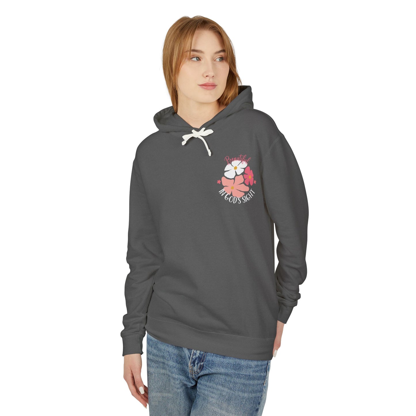 Inspirational Floral Hoodie - Beautiful in God's Sight - Amazing Faith Designs