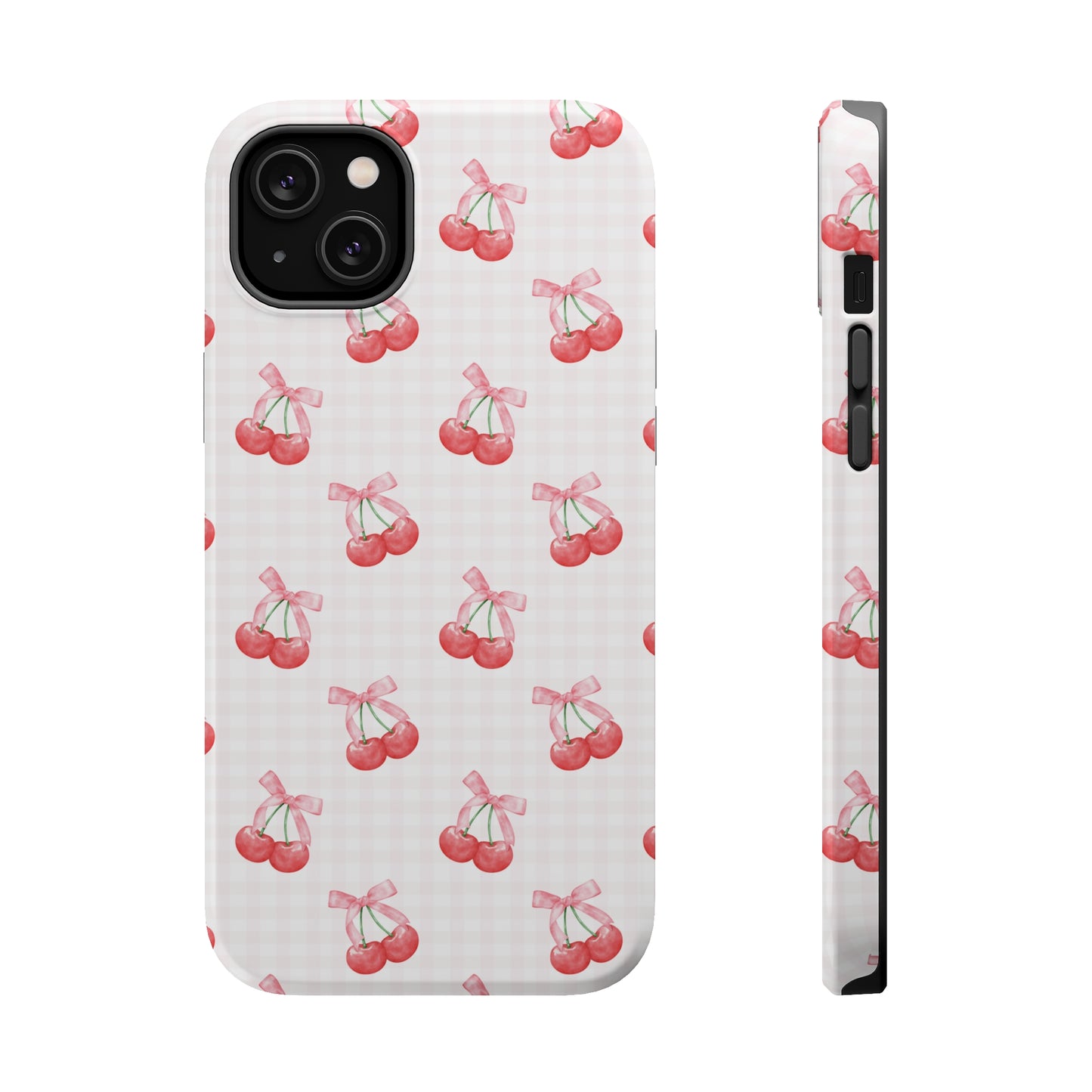 Coquette Magsafe Phone Case | Red Cherry Pink Bows - Amazing Faith Designs