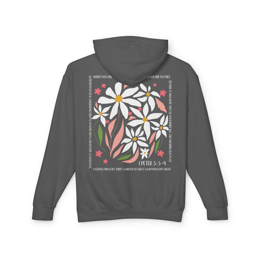 Inspirational Floral Hoodie - Beautiful in God's Sight - Amazing Faith Designs