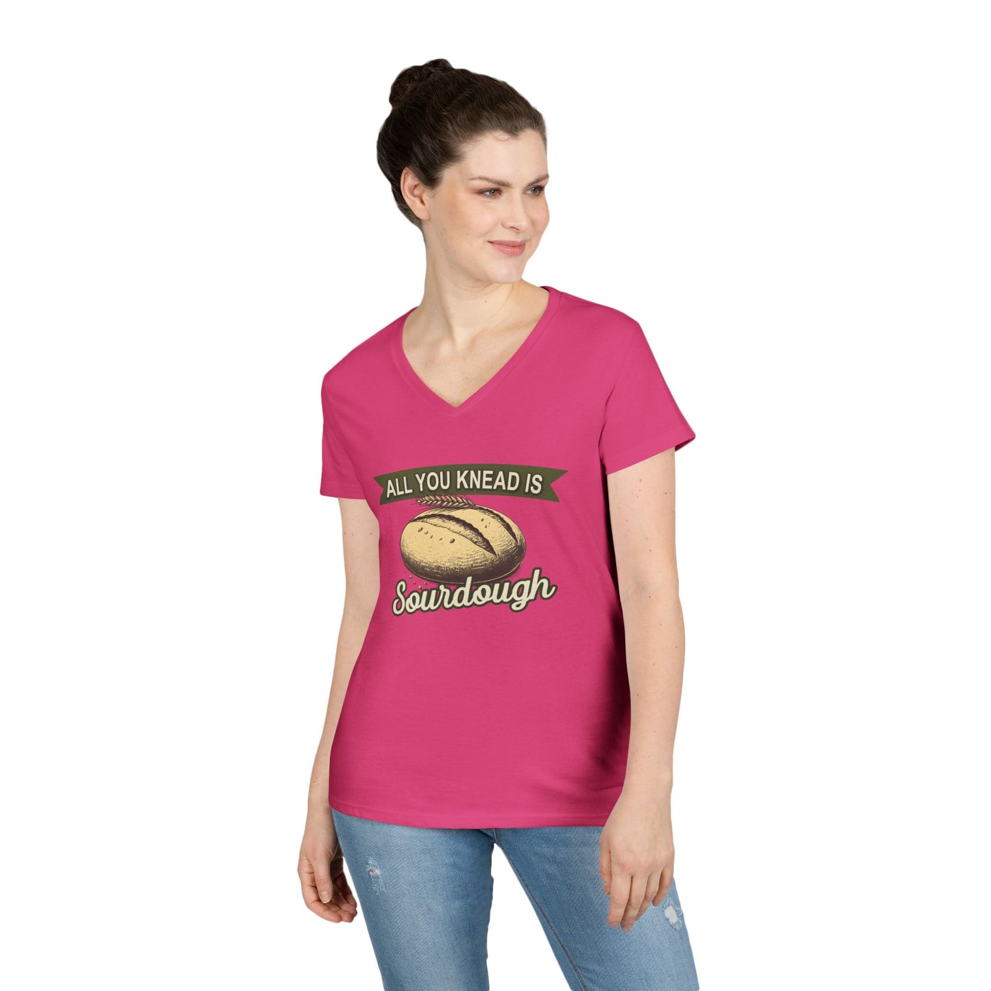 All You Knead is Sourdough Bakery V-Neck Shirt - Logo on Back - Amazing Faith Designs