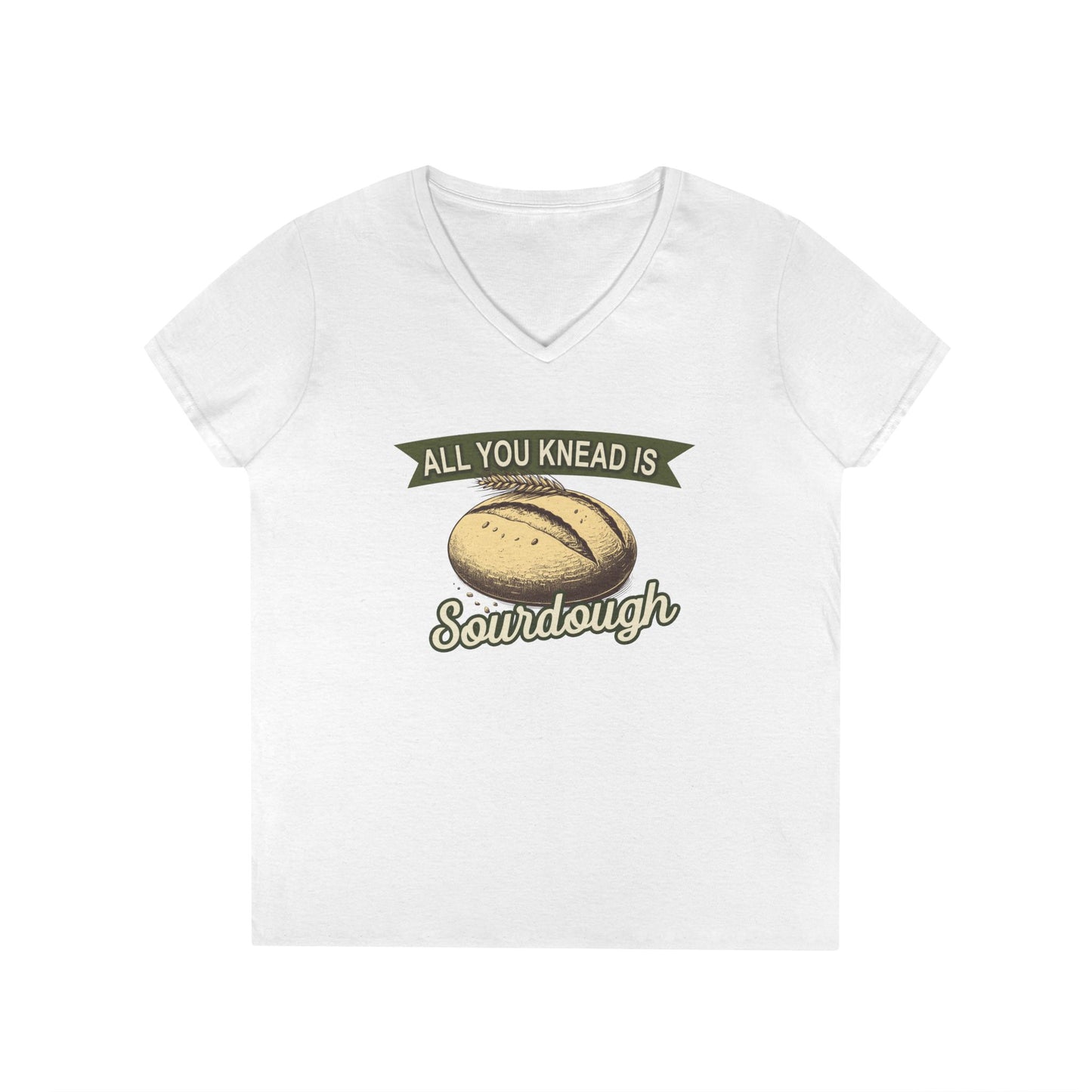 All You Knead is Sourdough Bakery V-Neck Shirt - Logo on Back - Amazing Faith Designs