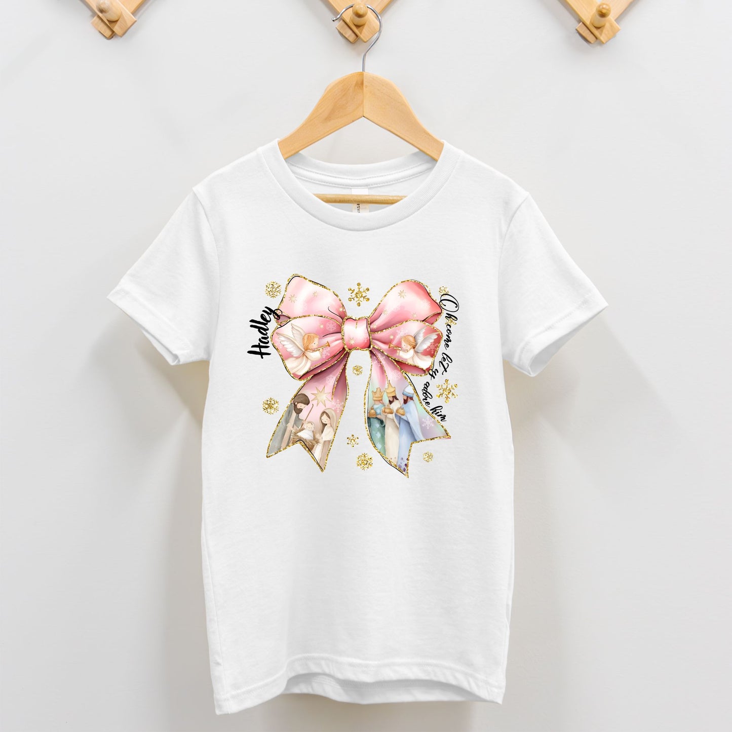 Baby Jesus Christmas Bow Toddler Shirt - Amazing Faith Designs