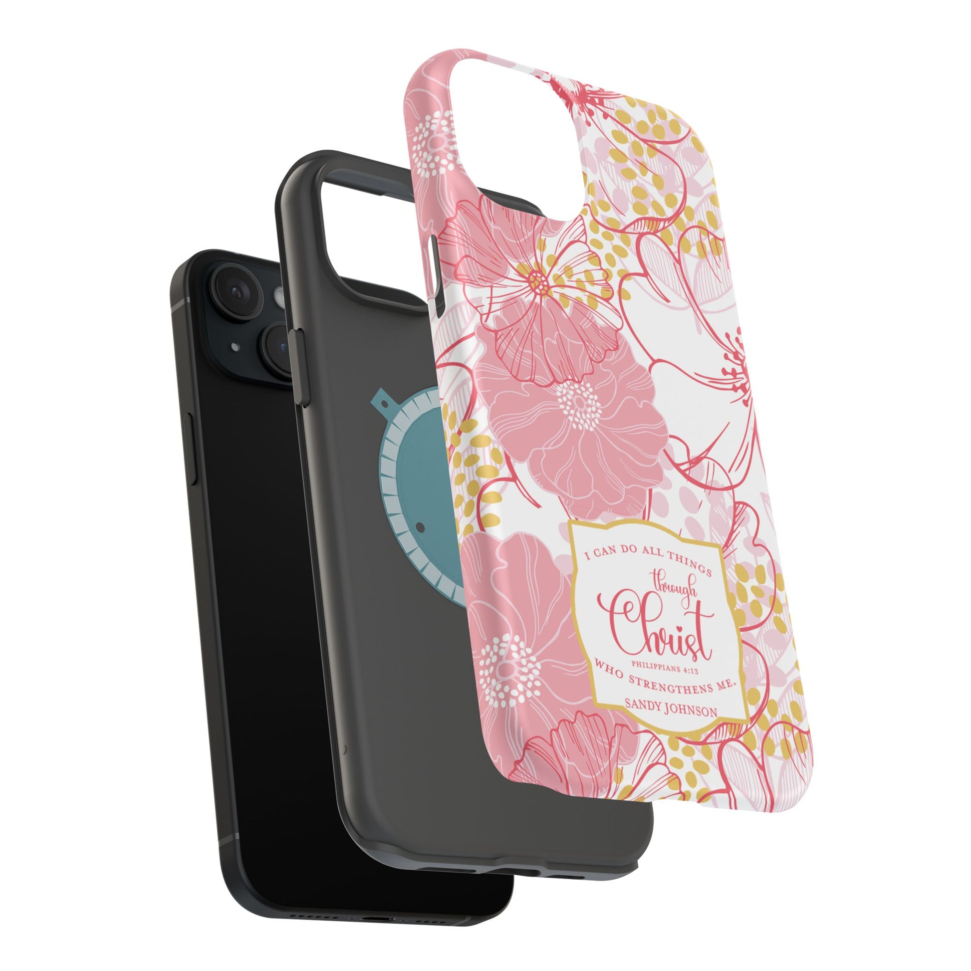Pink Floral Christian Phone Case | MagSafe Tough Case - Amazing Faith Designs