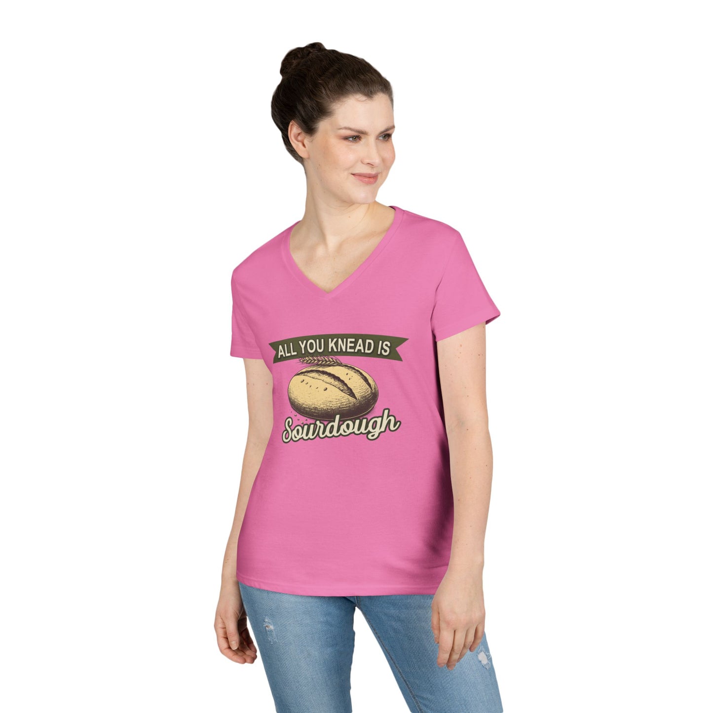 All You Knead is Sourdough Bakery V-Neck Shirt - Logo on Back - Amazing Faith Designs
