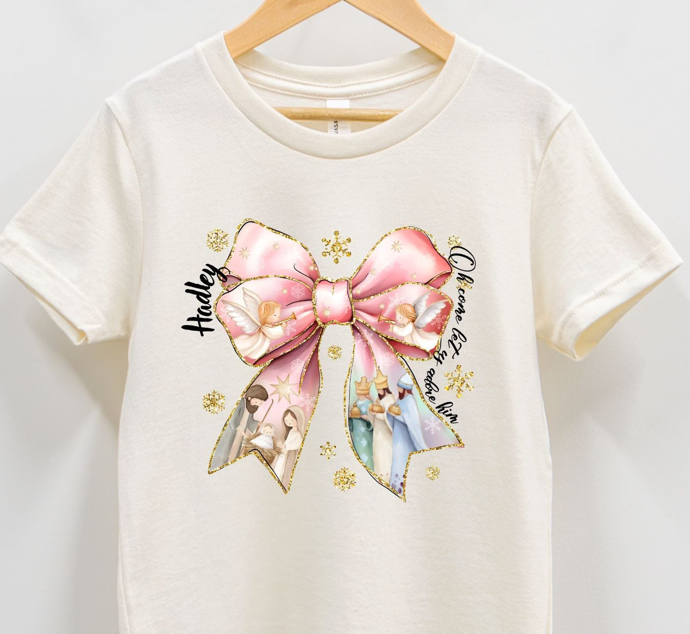 Baby Jesus Christmas Bow Toddler Shirt - Amazing Faith Designs