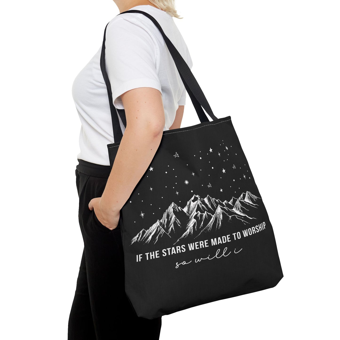 Christian Tote Bag — "If the Stars Were Made to Worship, So Will I" - Amazing Faith Designs