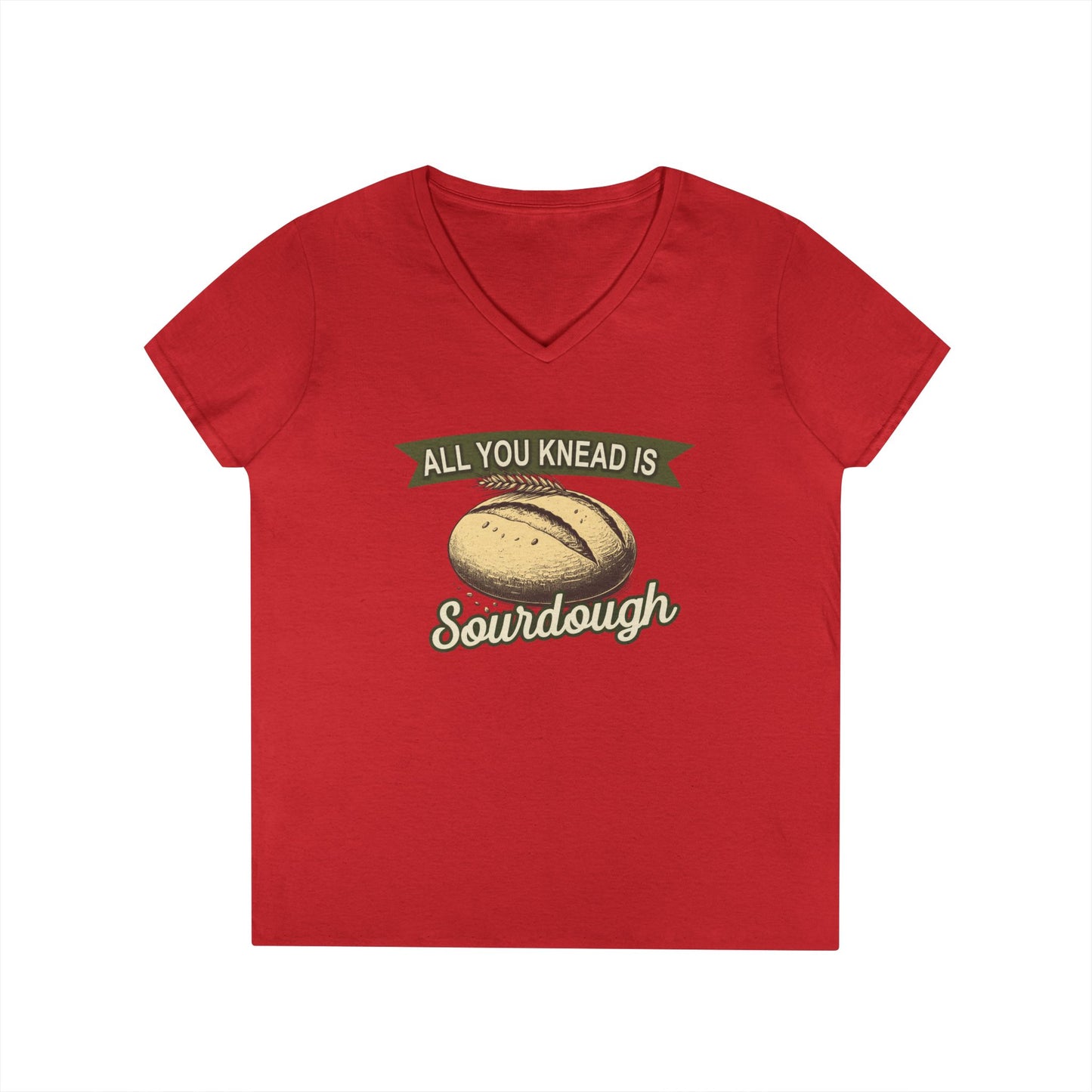 All You Knead is Sourdough Bakery V-Neck Shirt - Logo on Back - Amazing Faith Designs